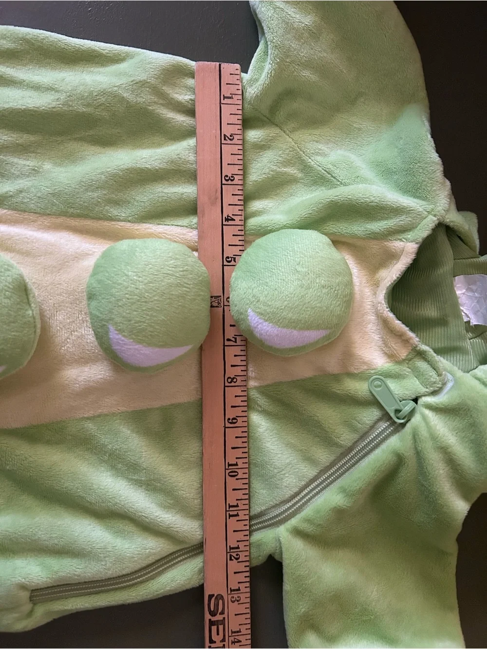 Baby Peapod Costume Size 0-6 Months Zip Fleece Green Hooded Halloween Warm Cute